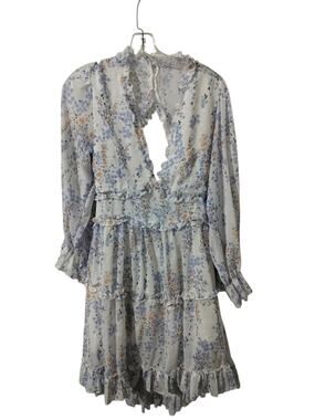 6044) Sophie & Trey Fairy Cutout Back Ruffle Tiered Floral Mini Dress Small